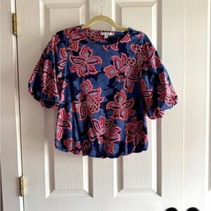 Chico's Floral Bubble Hem Blouse